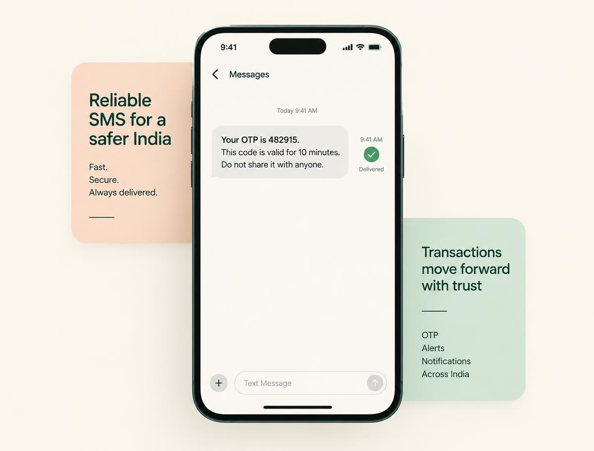 Transactional SMS OTP delivered on a mobile phone